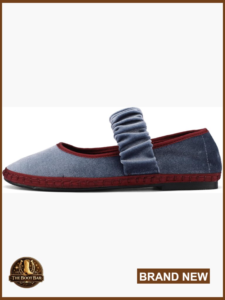 Velvet Mary Jane Flats Round Toe Ballet Shoes Wide Strap